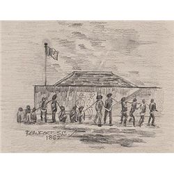 ORIGINAL Antique PRINT scene-BEAUFORT SC 1862