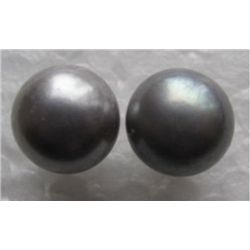 LARGE south sea 12-13 mm gray pearl earrings 14K