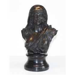 Majestic Vintage Lady Portrait Bust Bronze Sculpture