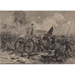 ORIGINAL Antique PRINT scene- PICKETT'S CHARGE AT GET