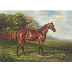 5 x 7 Oil on Board ~Horse in Pasture~ Signed W. Krell