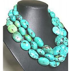 GORGEOUS Blue Turquoise Beads Necklace 48~Long MWF1058