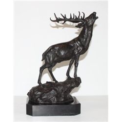 Impressive Bronze Sculpture Single Standing Elk