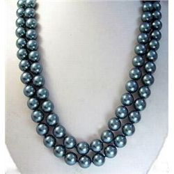 Stunning 50~~8-9mm Black Akoya Cultured Pearl Necklace