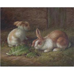 8 x10 Oil on Board ~Bunnies at Play~