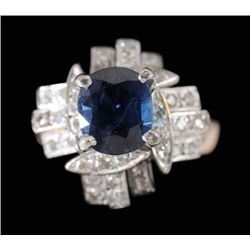 MWF1337 Sapphire and Diamond Ring central oval faceted