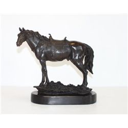 Gorgeous Bronze Sculpture Saddled Horse