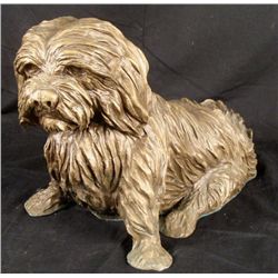 R. Kroll Bronze Tone Cast Art Sculpture Shih Tzu Dog