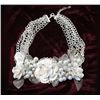 Image 3 : HANDMADE VICTORIAN OOAK PEARL AND RIBBON BIB NECKLACE A