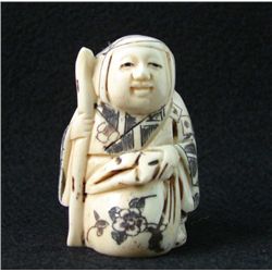 MWF1542I Handcarved Ox Bone Netsuke Figure