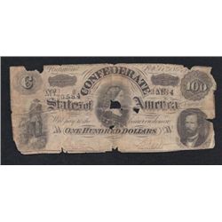 MWF912C 1864 Confederate $100 Note Richmond Number 20