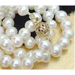 Exquisite 8-9mm REAL white cultured pearl necklace 18in