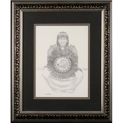 Paul Stone Signed Native American Art Print Woman Frmd