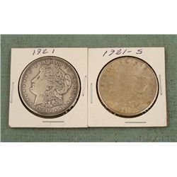 1921 & 1921-S Morgan Silver Dollars