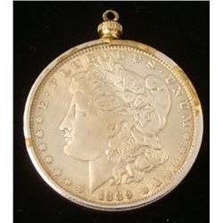 1889 Silver Morgan Dollar in Silver Gold Bezel