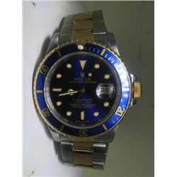 Rolex Submariner Mens Two-Tone Watch Blue Dial & Bezel