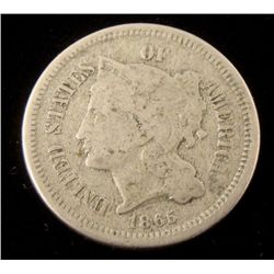 Nice Grade 1865 3 Cent Nickel -Good Detail