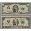 Image 1 : (2) 1976 $2 Bills Consecutive # Notes G Mint Chicago