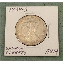 1939-S Walking Liberty Silver Half Dollar Very Hi Grade