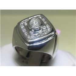 14K White Gold .62 Carat All Diamond Size 10 Men's Ring