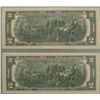 Image 2 : 2 UNC Consec Number $2 Dollar 1976 Bills G Mint Chicago