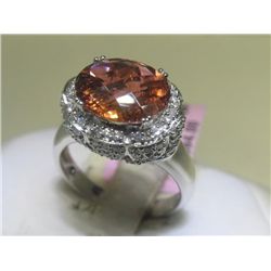 Tourmaline and .66 CT Diamonds 18K White Gold Ring