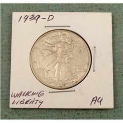 High Grade 1939-D Walking Liberty Silver Half Dollar