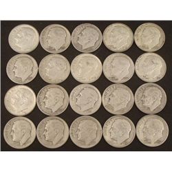 20 Different Date Roosevelt Silver Dimes -Nice Set