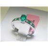 Image 1 : Emerald and .19 CT Diamonds 14K White Gold Ring Size 7
