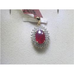 Ruby and .23 ct Diamonds 14K Yellow Gold Pendant