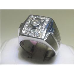 All Diamond Men's 14K White Gold Ring Size 10 3/4