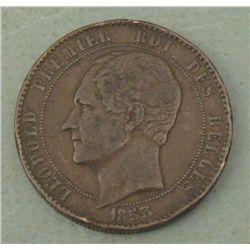 Higrade 1853 Belgium Historical Table Medal 10 Centimes