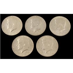 5 Diff Date Kennedy 40% Silver UNC Halves 1965-69-D