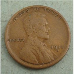 1911-S Lincoln Cent Penny -High Grade, Good Detail