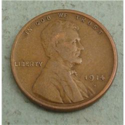 1914-S Lincoln Cent Penny -Hi Grade, Full Wheat Stalks