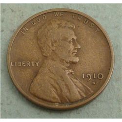 1910-S Wheat Cent Penny -Very High Grade, Full Stalks