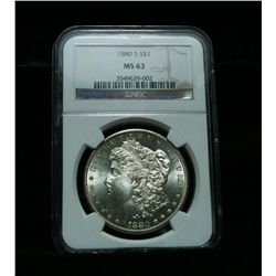 NGC 1880-s Morgan Dollar Graded Choice Uncirculated ms63  NGC