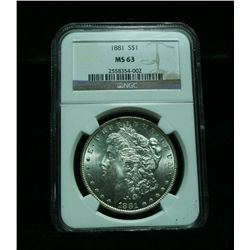 NGC 1881-p Morgan Dollar graded Select Uncirculated ms63  PQ example