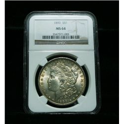 NGC 1890-p Morgan Dollar Graded Choice Uncirculated ms64  NGC   $1950 in ms65
