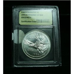 1994-w Prisoner of War Silver Uncirculated Commemorative Dollar Graded ms70