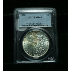 PCGS 1886-p Morgan Dollar Graded Choice Uncirculated ms64  PCGS