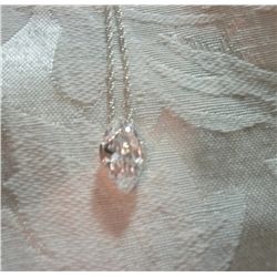 Gorgeous 16"  Necklace with Large Marquis Sparkling Crystal Pendant Silver Chain