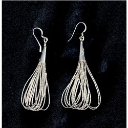 Liquid Silver Earrings 2 1/2" Dangles Marked Sterling and with Makers Mark