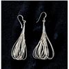 Image 1 : Liquid Silver Earrings 2 1/2" Dangles Marked Sterling and with Makers Mark