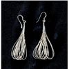 Image 3 : Liquid Silver Earrings 2 1/2" Dangles Marked Sterling and with Makers Mark
