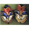 Image 1 : Lacome Signed Earrings Dated 1988.   2" x 1 1/4"    Three Dimensional Floral Design 24 kt Trim