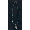 Image 1 : SOUTHWESTERN 18" CROSS NECKLACE    SILVER, & TUROUISE BEADS  CROSS HANGS 1 5/8"
