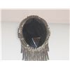 Image 2 : Gorgeous 4" Pin  Silver/Silvertone   Oval 1 1/2"  Faceted Stone With Lots of Detail