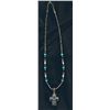 Image 2 : SOUTHWESTERN 18" CROSS NECKLACE    SILVER, & TUROUISE BEADS  CROSS HANGS 1 5/8"