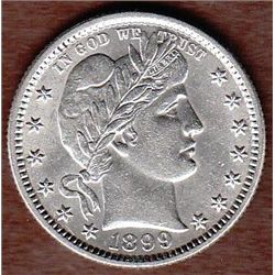 1899 SPECTACULAR DETAILS LUSTER BARBER QUARTER